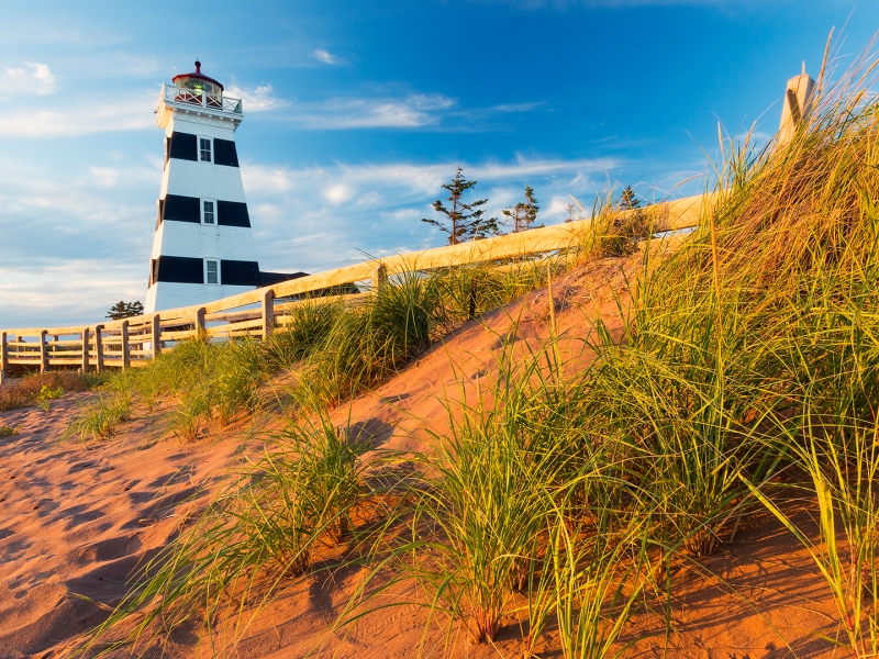 West Point, Lighthouse, sand, beach grass